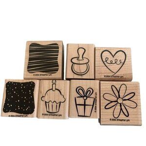 Stampin Up Little Layers Plus Rubber Stamp Set Wood-Mounted 2004 Baby & Party